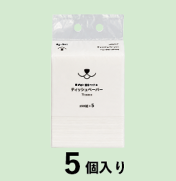 「箱がない透明パックのティッシュ」5個パック